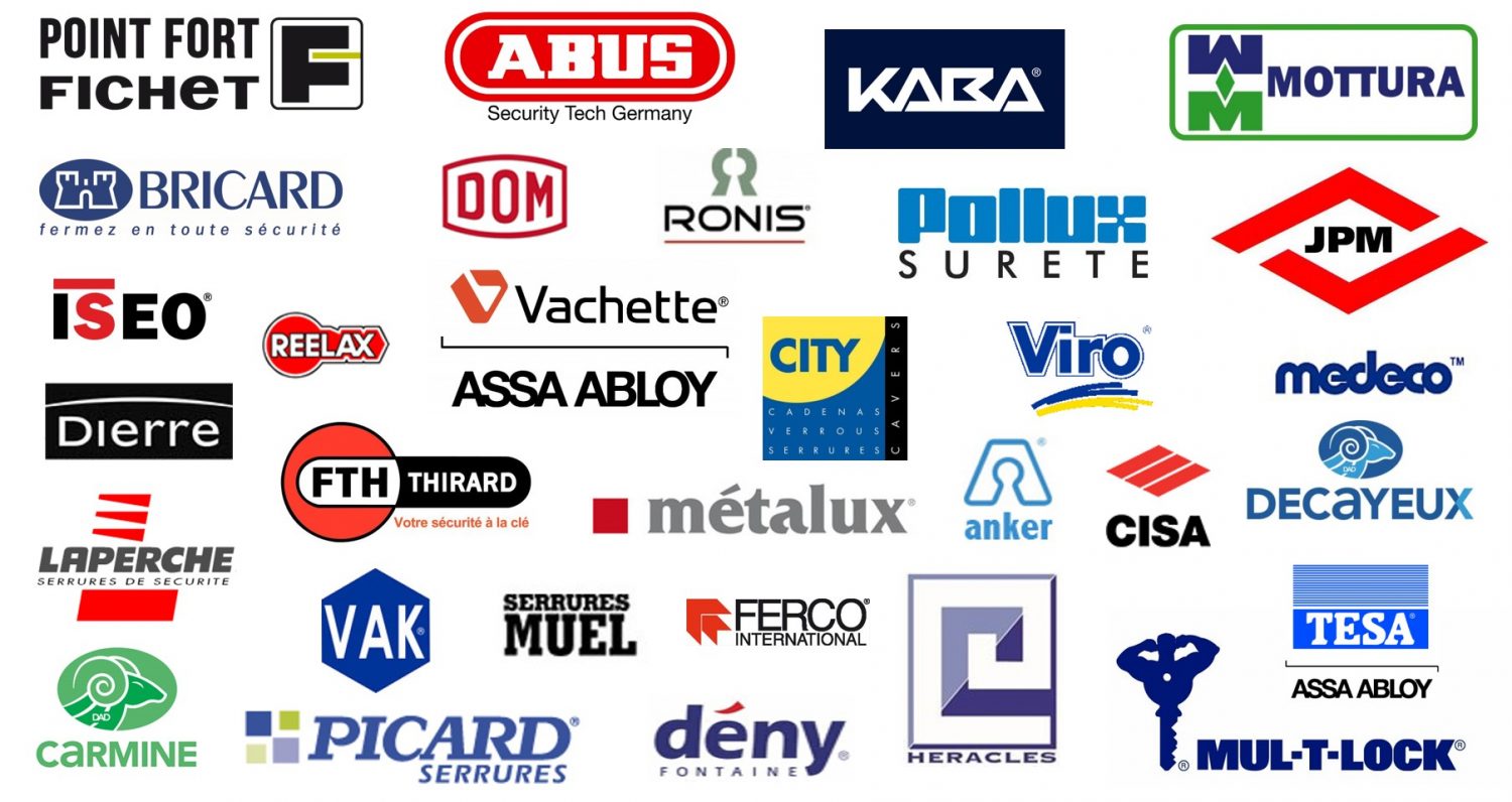 Logos des marques de serrures partenaires